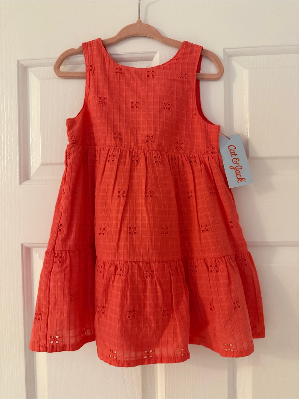 Cat & Jack Coral Eyelet Tiered Sundress
